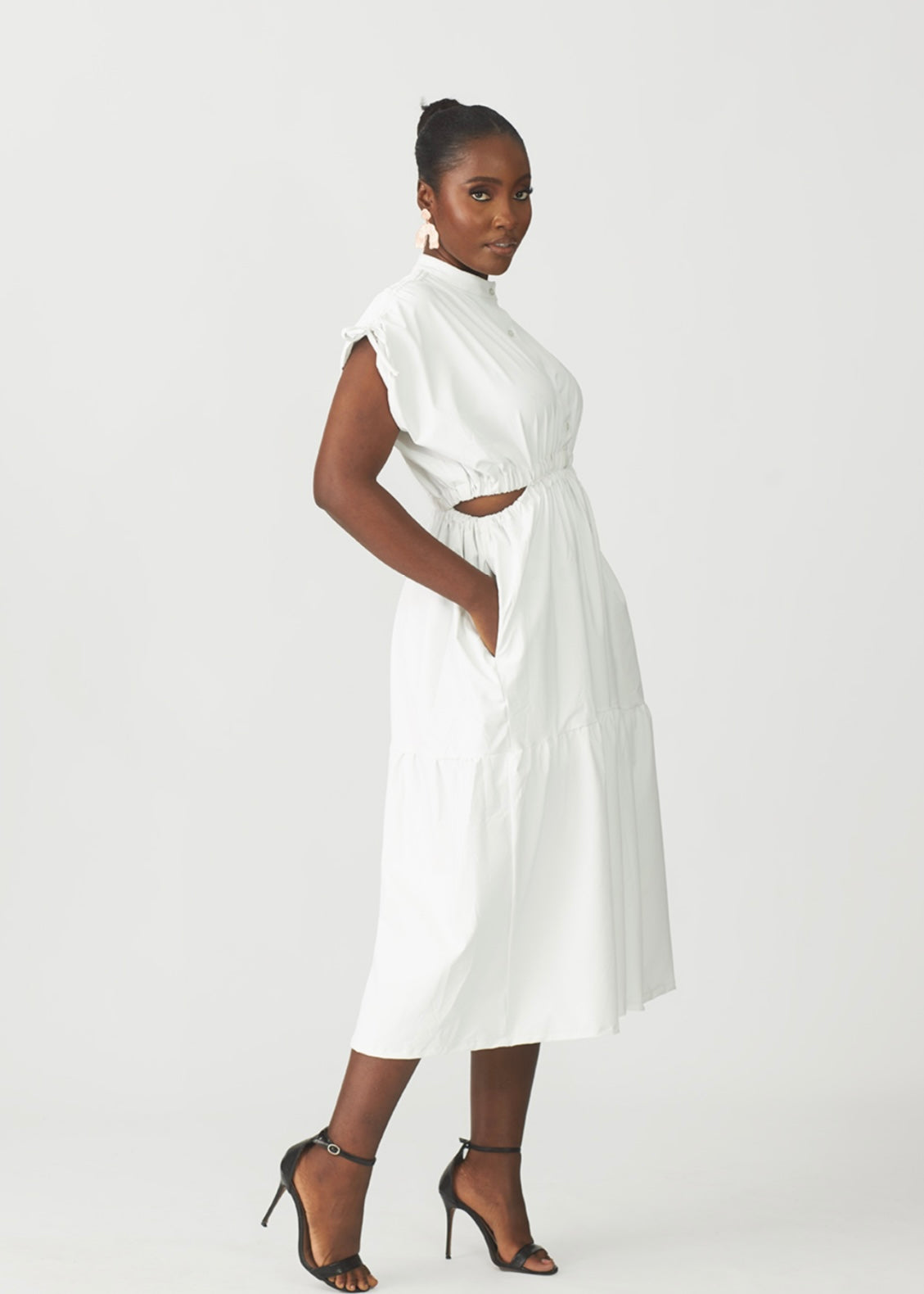 KWELAKU ORIRI CUT-OUT MIDI DRESS