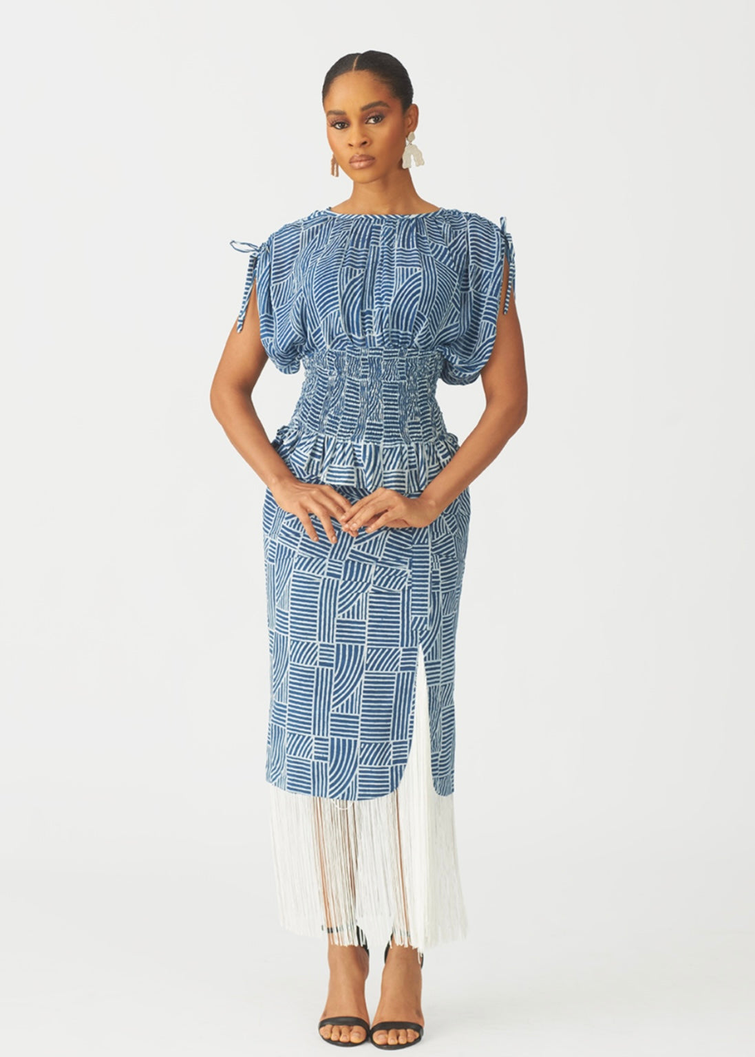 KWELAKU SOMKELE RUCHED SKIRT WITH FRINGE