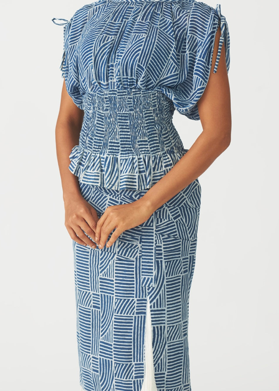 KWELAKU SOMKELE RUCHED SKIRT WITH FRINGE