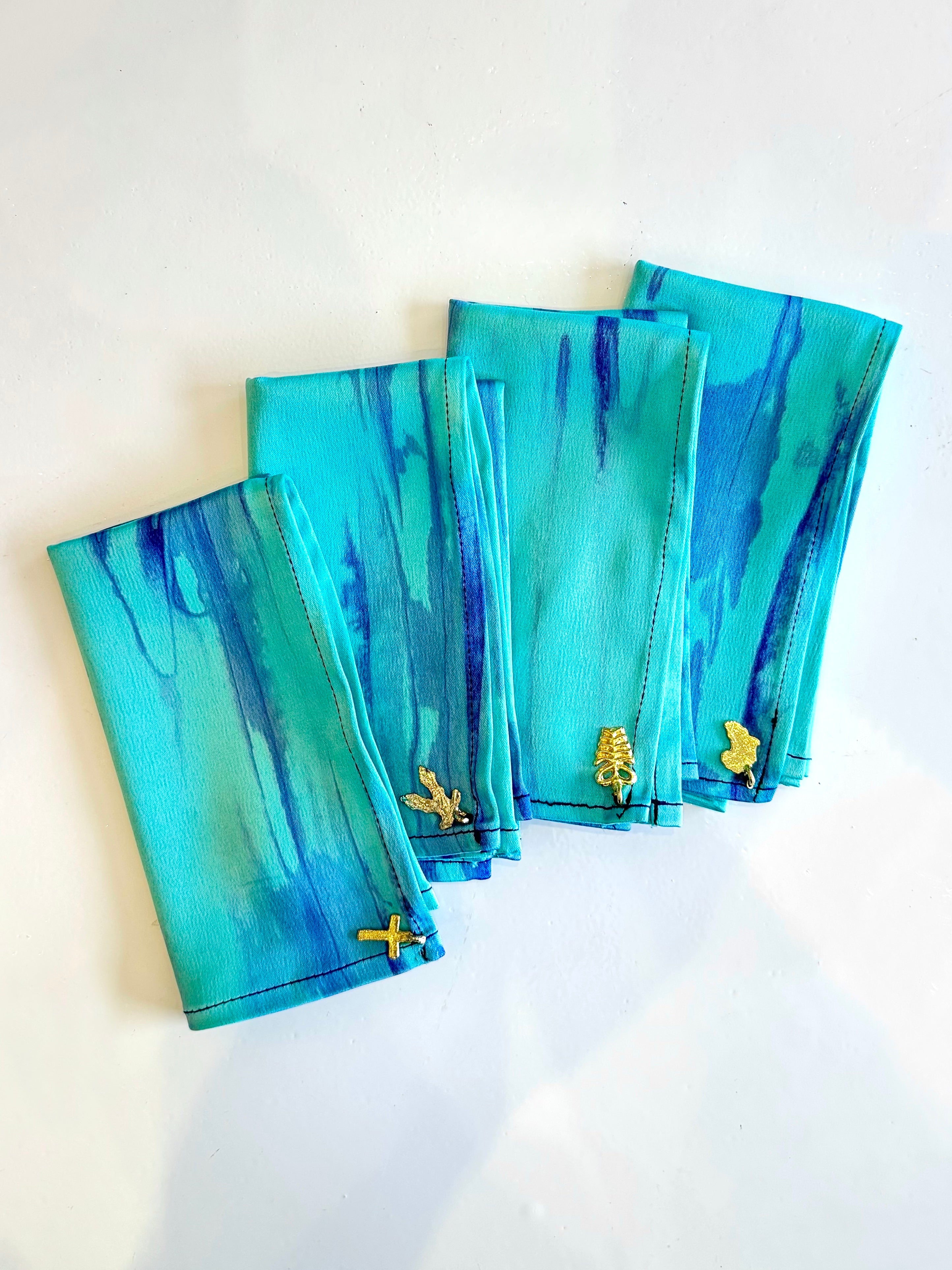 ADL REHOBOTH MARBLE NAPKINS (4 SET - TURQUIOSE )