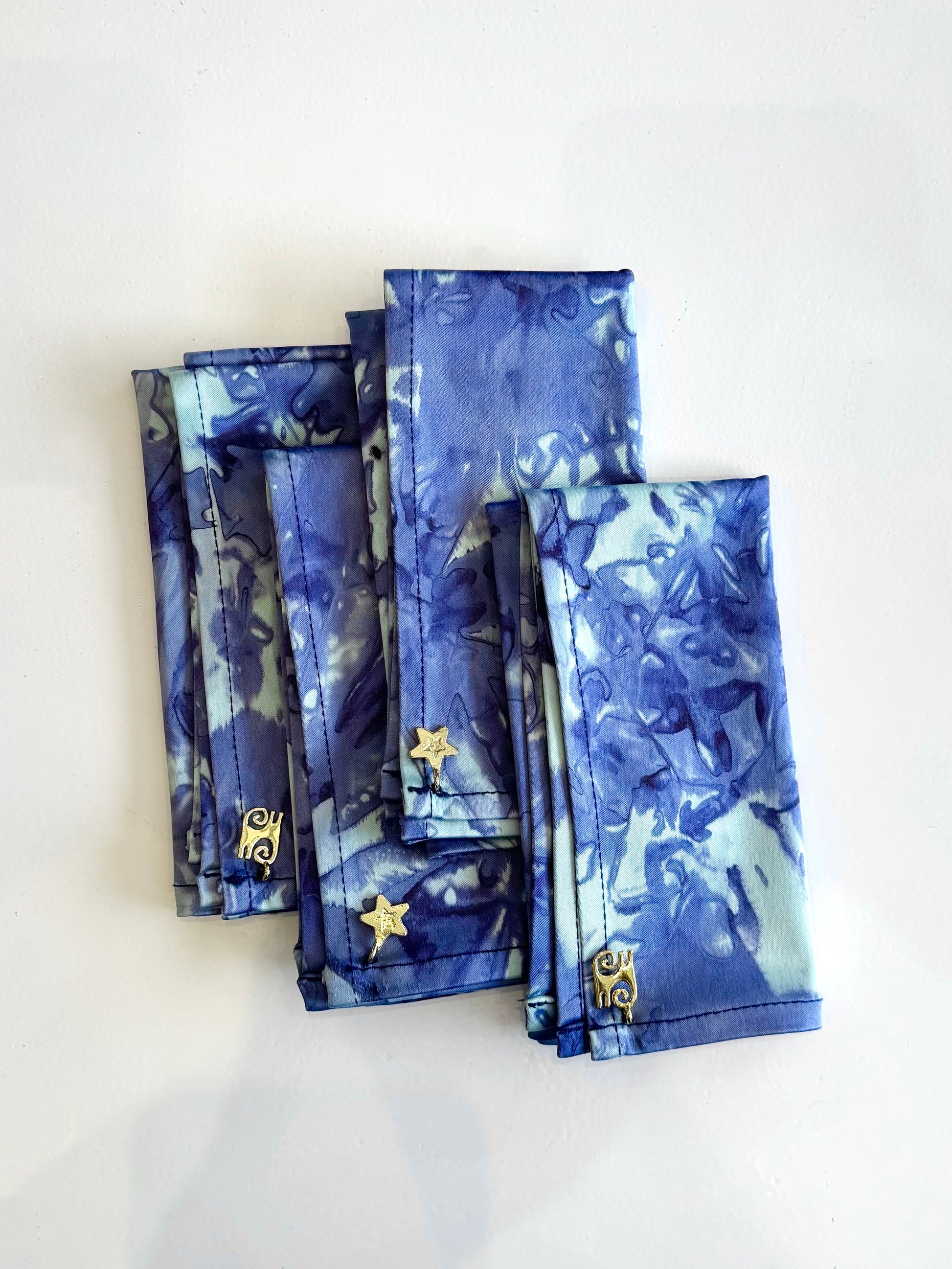 ADL REHOBOTH MARBLE NAPKINS (4 SET - NAVY BLUE )