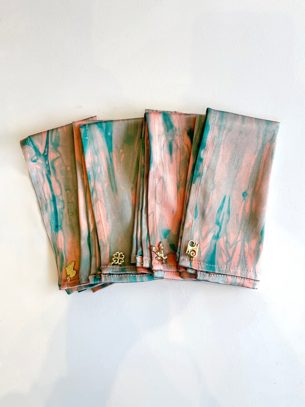 ADL REHOBOTH MARBLE NAPKINS (4 SET - PEACH )