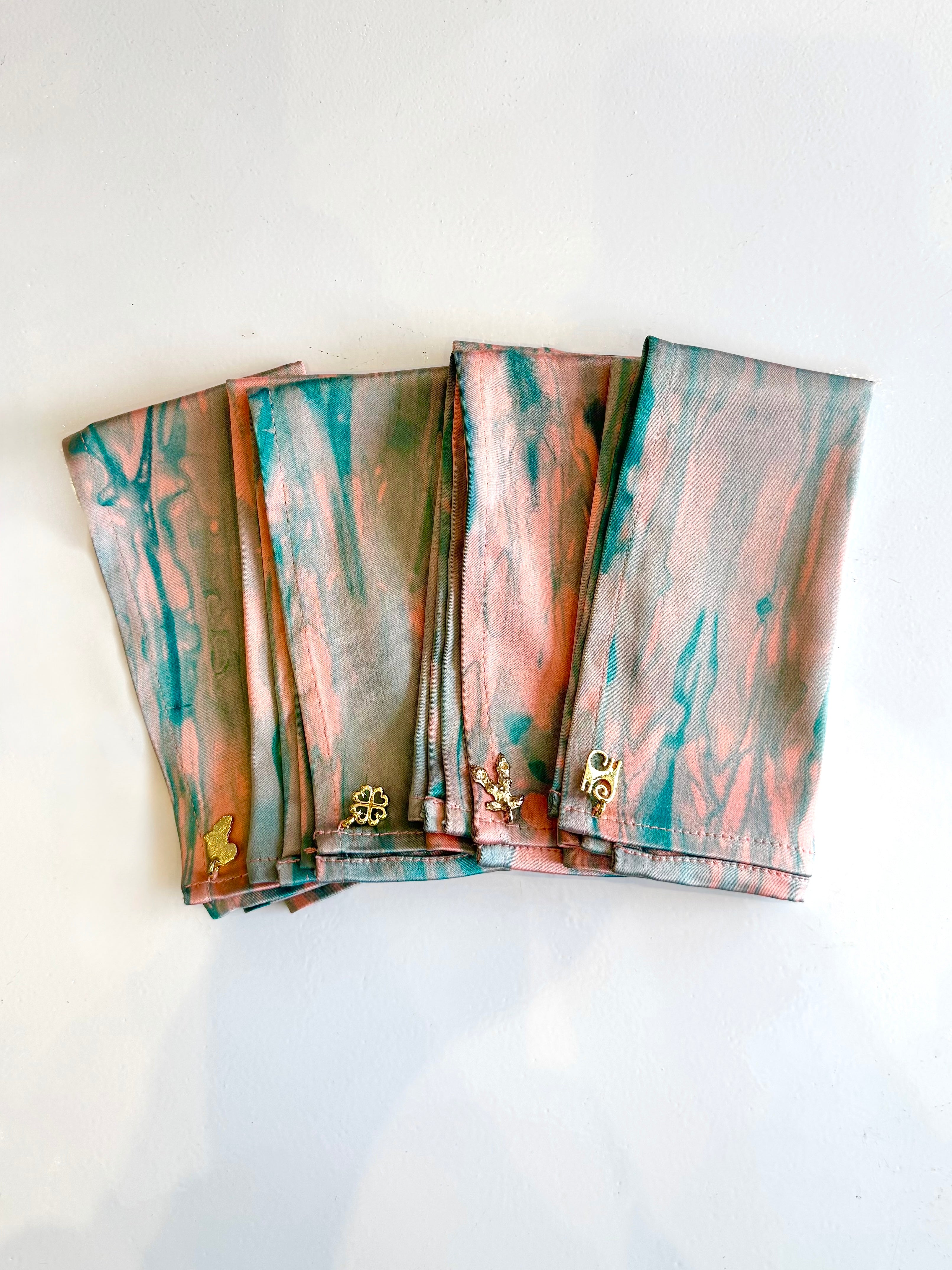 ADL REHOBOTH MARBLE NAPKINS (4 SET - PEACH )