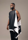 JZO - LAYERED BLACK & WHITE DRAPE TUNIC ( 26)