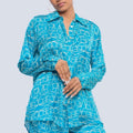MIRELLABROGGI DAUGHTERS-TURQUOISE LOGO XL BLOUSE