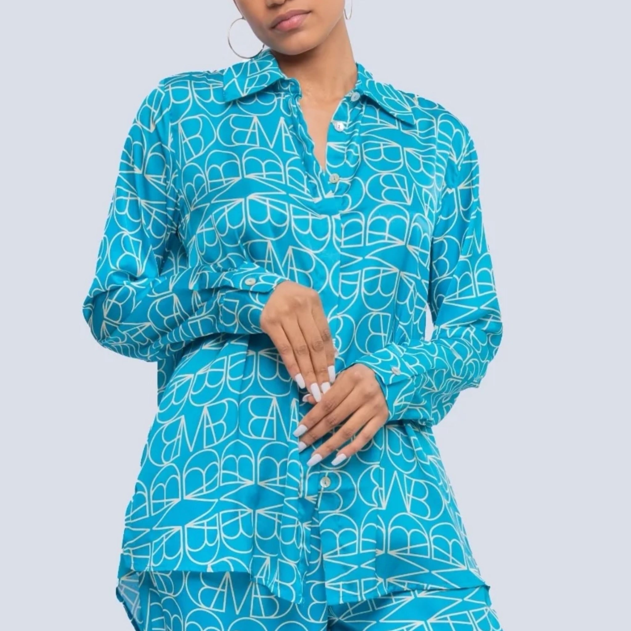 MIRELLABROGGI DAUGHTERS-TURQUOISE LOGO XL BLOUSE