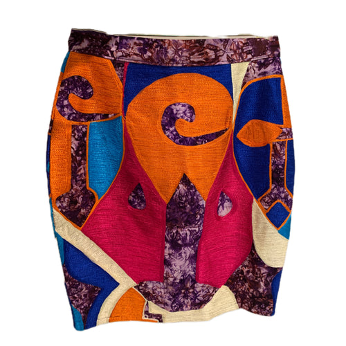 Akua Asante Embroided Skirt Mini with Tye & Dye