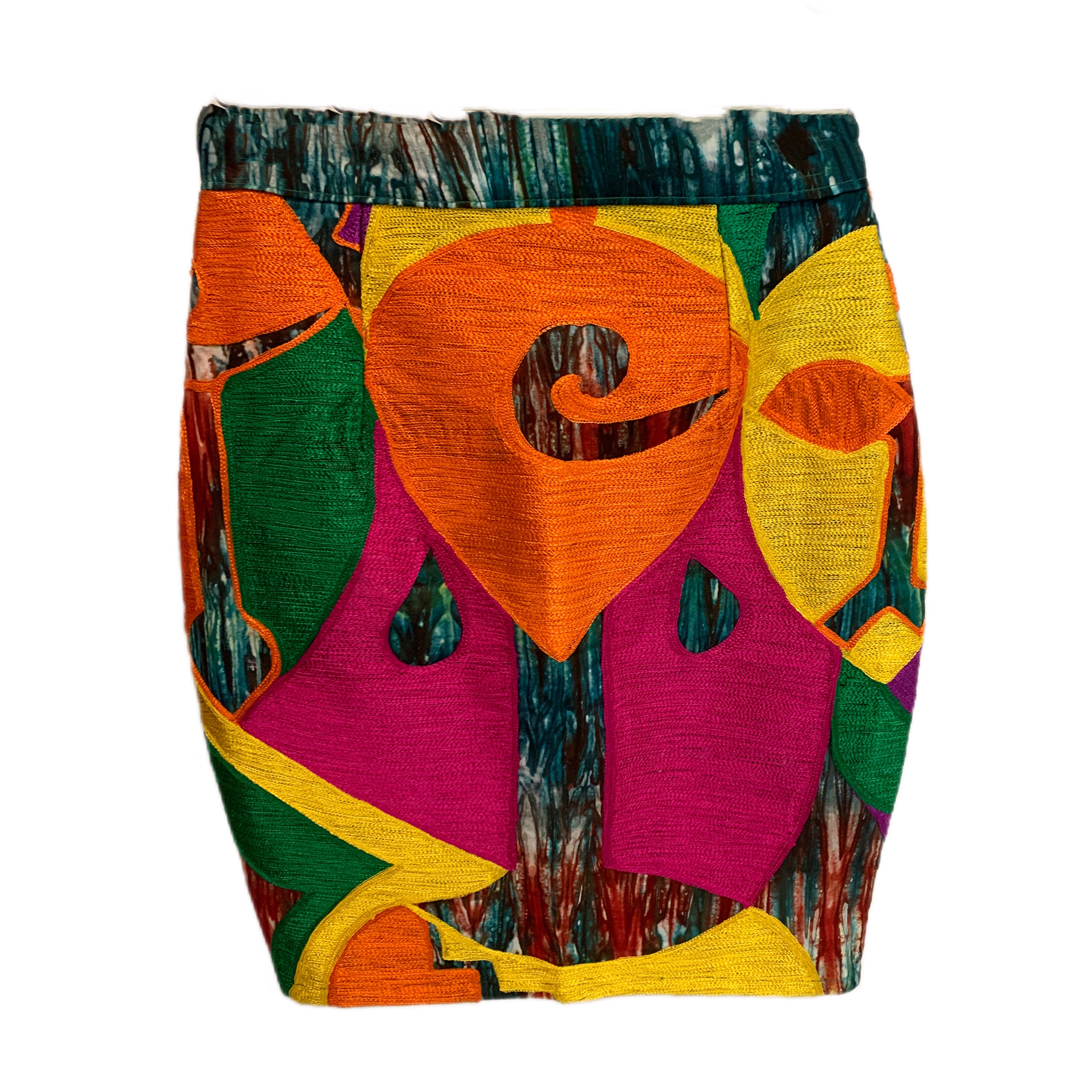 Akua Asante Embroided Skirt Mini with Tye & Dye