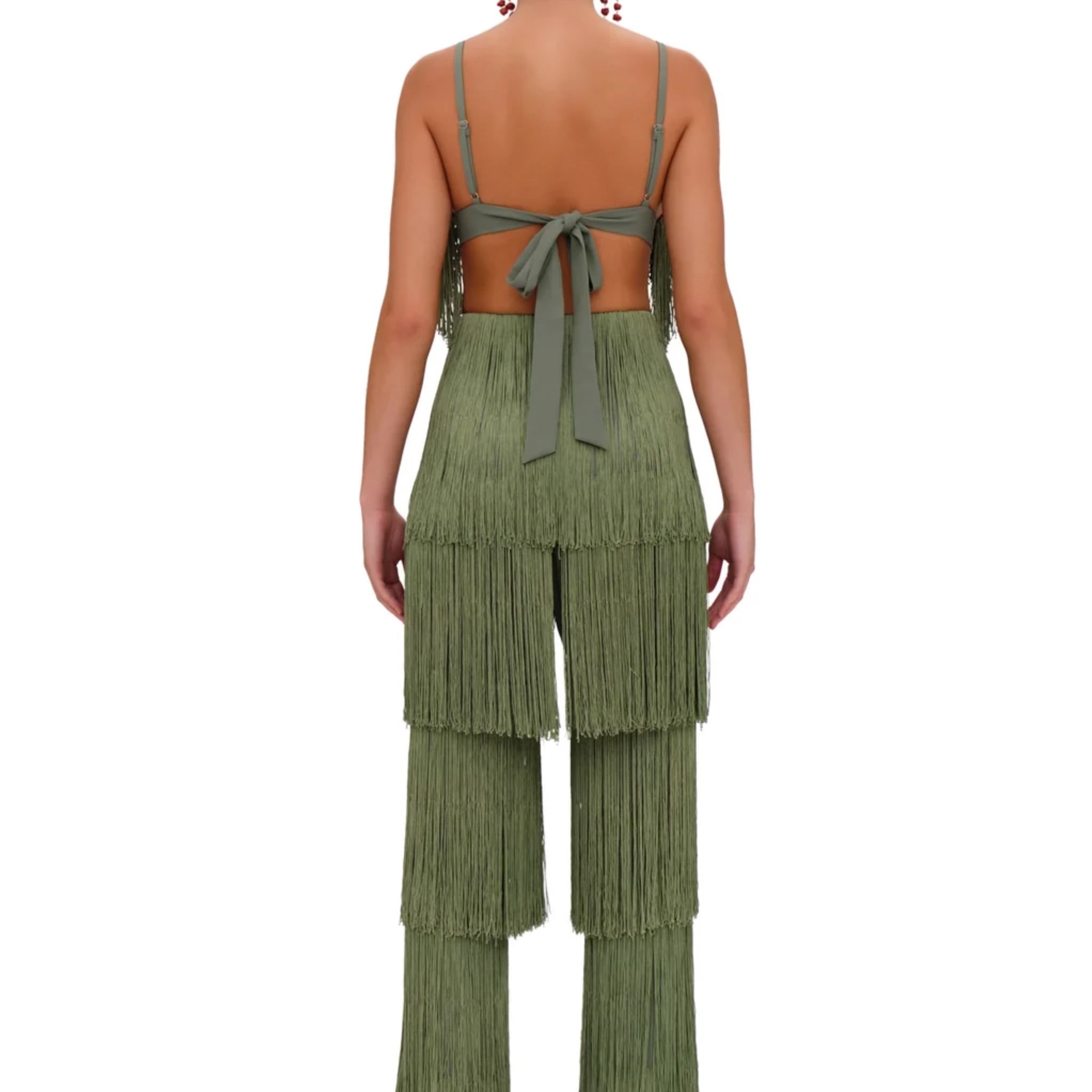 ANDREA IYAMAH OBI FRINGE BRALETTE TOP