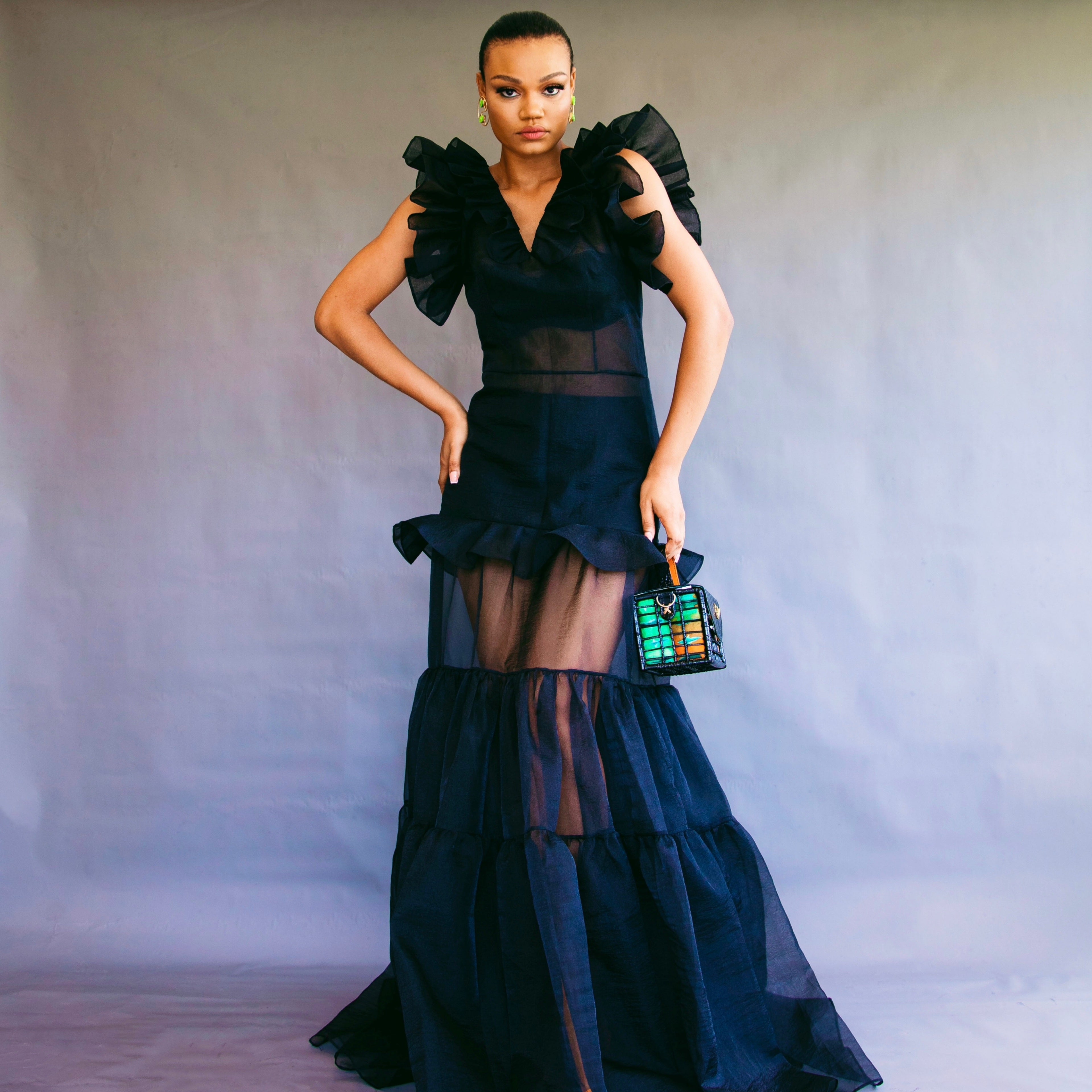 Odio Mimonet Organza Layered Tiered Dress