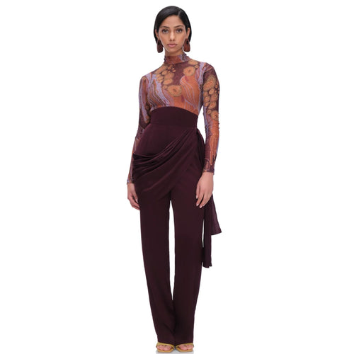 ANDREA IYAMAH LOTI DRAP PANTS(BERRY)