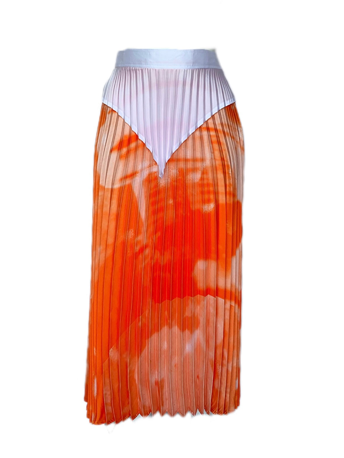 Thebe Magugu Front Fluoro Pleated Skirt Orange