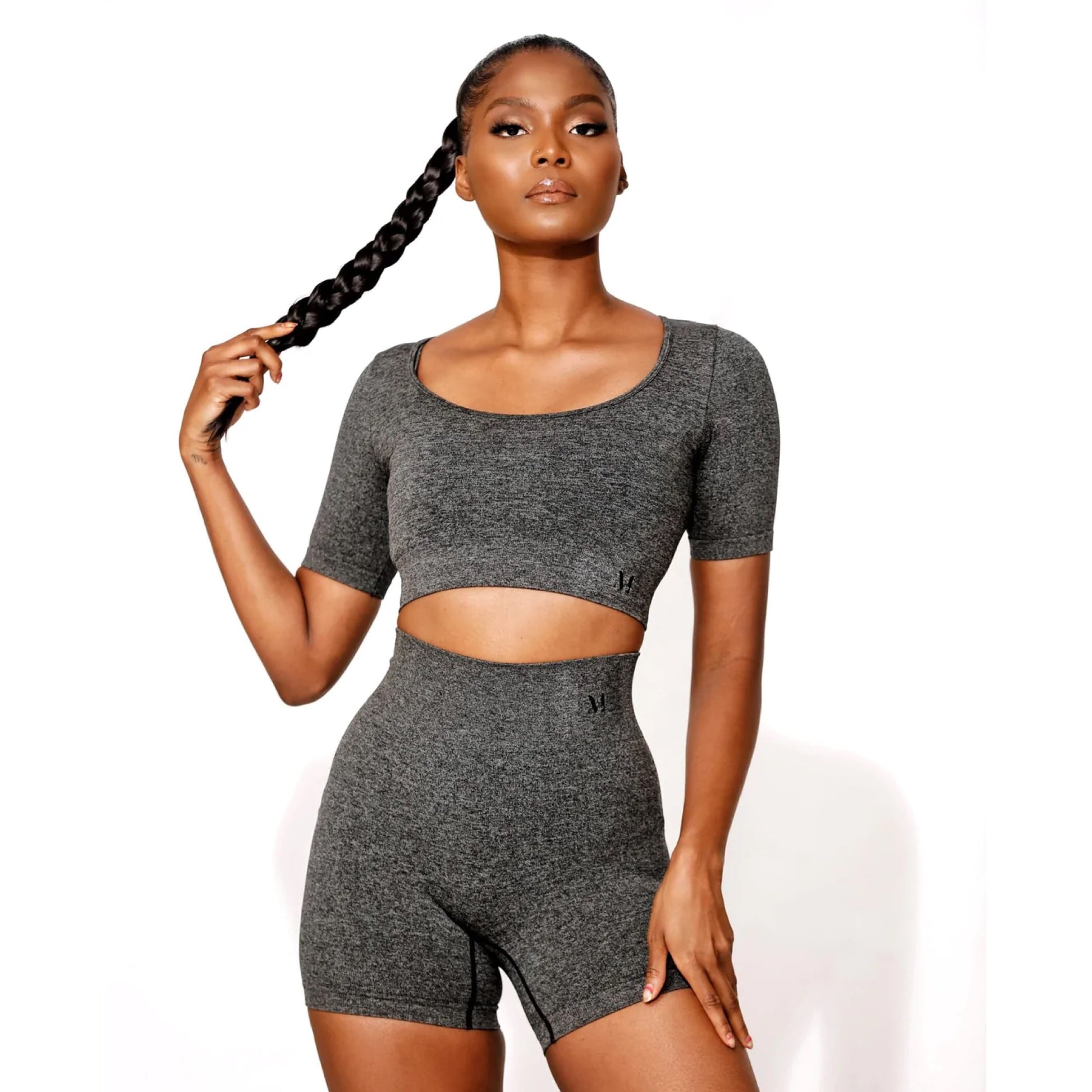 Moldme Amare Dark Grey Short-Sleeve Top