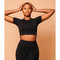 Moldme Butter Black Round Neck Short-Sleeve Crop